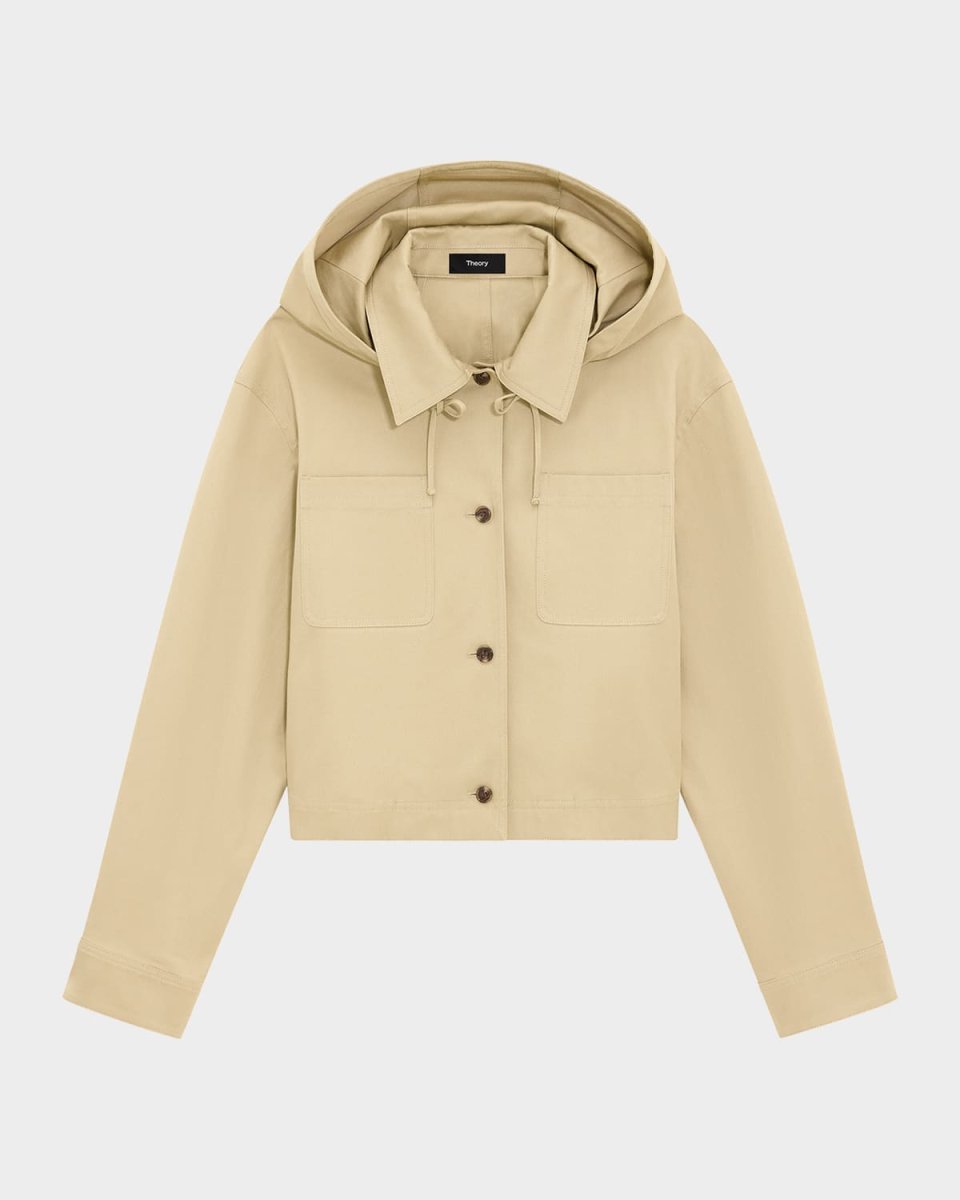 Hooded Cropped Cotton Jacket